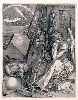 Cécile Reins - Passage du témoin, Cécile Reims et les graveurs du XVe au XXIe siècles, affinités électives :  Albrecht DURER   - La mélancolie, 1514, burin, 24 x 18.9 cm.  Coll. Musée Jenisch Vevey – Cabinet cantonal des estampes, Fonds Pierre Decker. (c) Photographe Claude Bornand, Lausanne. 